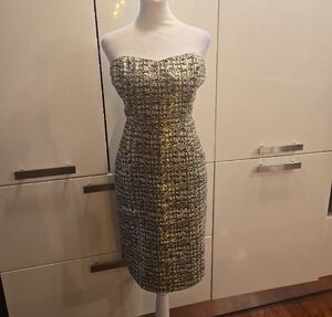 The Limited Strapless Metallic Gold Black Cocktail Party Dress Womens Size 6